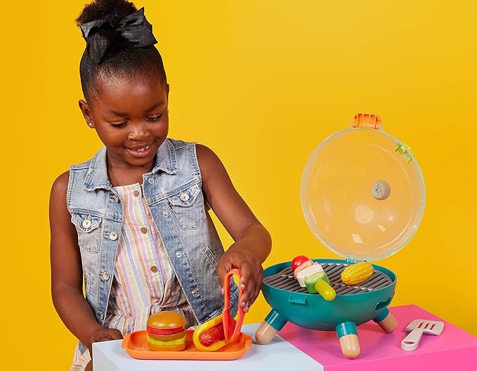 B. toys- Mini Chef - BBQ Grill Playset- Pretend Play BBQ Grill Play Set – Toy Grill & Play Food – Barbecue Role-Play Set for Kids- 3 Years + (16 Pcs)