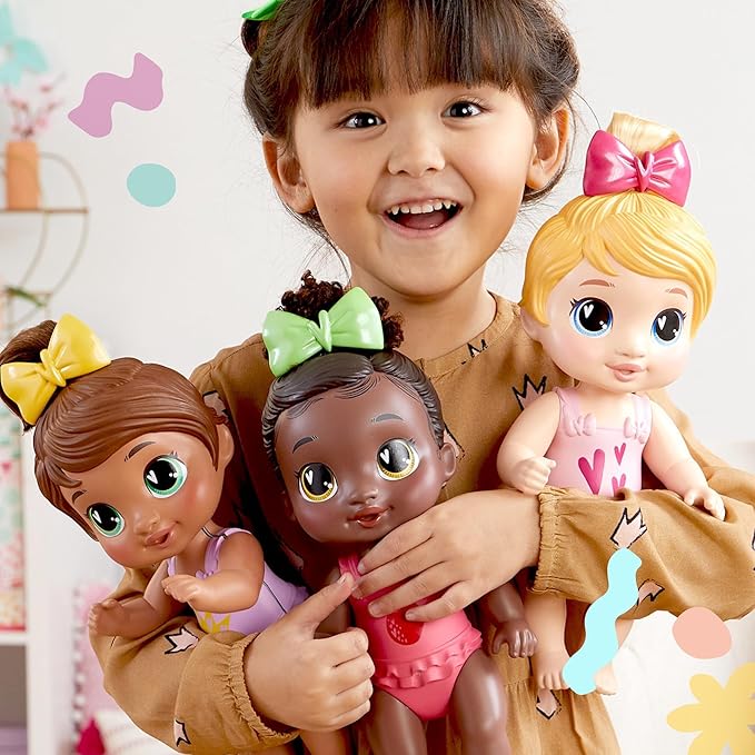Baby Alive Shampoo Snuggle Sophia Sparkle Brown Hair 11 Inch Water Baby Doll Playset, Toys for 3 Year Old Girls & Boys & Up