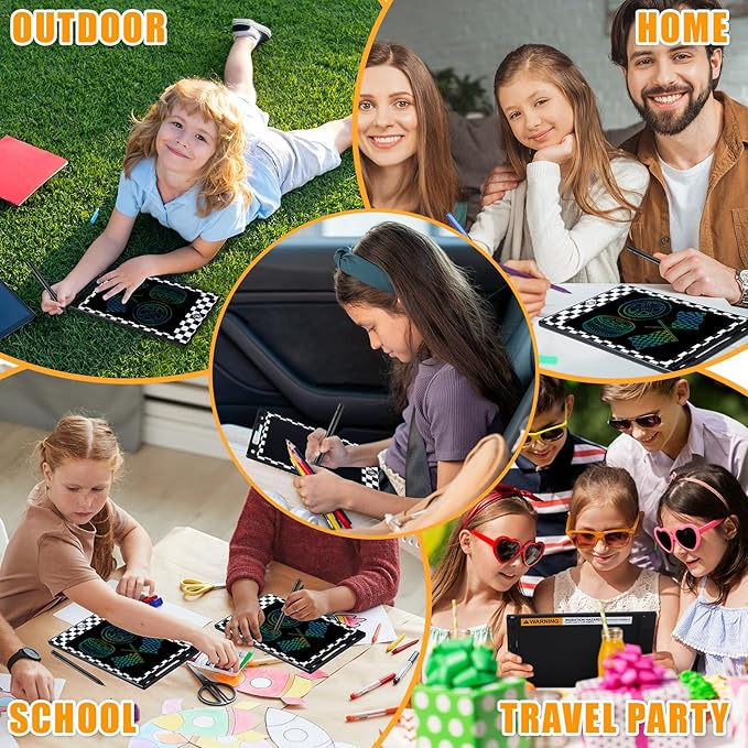 Nezyo 12 Pack Large Race Car Party Favors LCD Writing Tablet for Kids 8.5 Inch Race Car Drawing Tablet Erasable Reusable Electronic Black and White Checkered Drawing Pads for Birthday Supplies Gifts