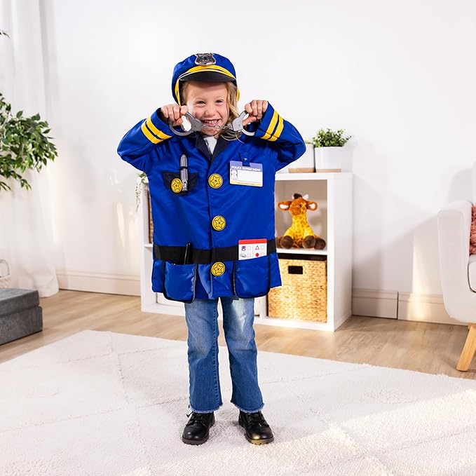 Melissa & Doug unisex-children Police Officer Role Play Costume Dress-Up Set (8 pcs) Frustration-Free Packaging Multicolor, Ages 3-6 Years