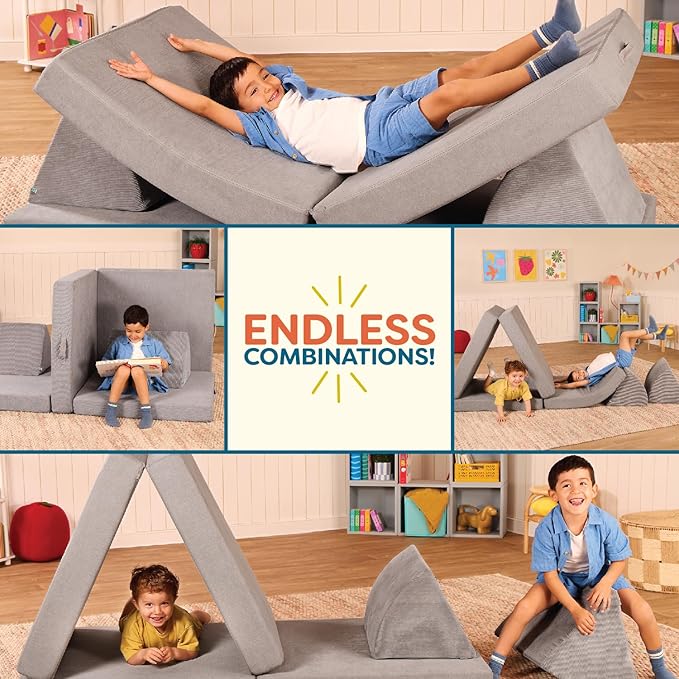 B. toys – Foam Fort Playset – Modular Foam Building Set – Sensory Fabric Covers & Handles – Removable & Machine-Washable Covers – 12 Months + – WonderFort