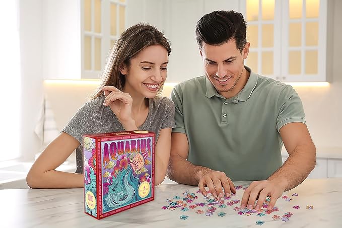Zodiax - 1000 Piece Jigsaw Puzzle - Aquarius - Fun Birthday Gift For Kids, Adults | Astrology Gifts for Women and Men | Zodiac Horoscope Puzzle