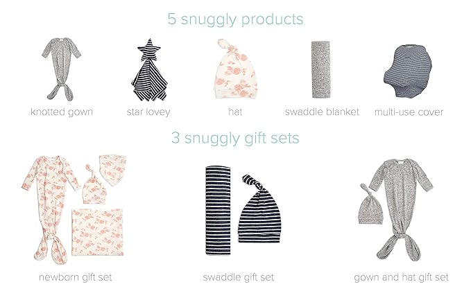 aden + anais Snuggle Knit Knotted Newborn Baby Gown & Hat, Navy