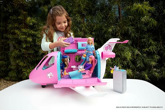 Barbie Dreamplane Transforming Playset with Reclining Seats and Working Overhead Compartments, Plus 15+ Pieces Including a Puppy and a Snack Cart, for Kids 3 Years Old and Up (Amazon Exclusive)