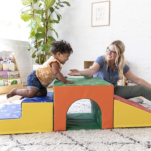 ECR4Kids SoftZone Single Tunnel Climber, Toddler Playset, Assorted, 3-Piece