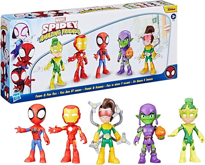 Spidey and his Amazing Friends Marvel, Friends & Foes Pack, 5 Action Figures, 4-Inch, Preschool Super Hero Toys for Kids Ages 3 and Up (Amazon Exclusive)