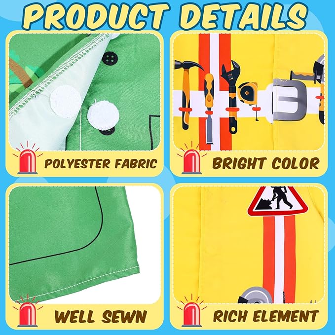 Jiuguva 12 Pcs Role Play Costume Dress up Clothes Cosplay for Kids Community Helper Career Costumes Pretend Play Astronaut Construction Worker Racer Engineer Pirate Painter