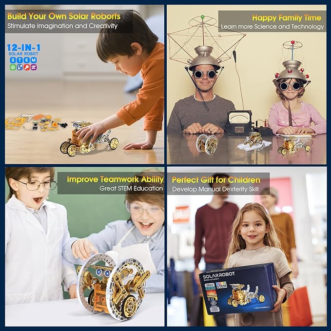STEM Toys for Kids Age 8-13, 12-in-1 Solar Robot Building Science Kits for Boys Girls Teen Age 9 10 11 12, Engineering Christmas Birthday Gifts for 8+ Year Old Boys