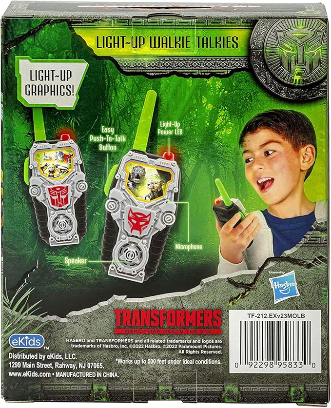 eKids Transformers Toy Walkie Talkies for Kids, Light-Up Indoor and Outdoor Toys for Kids and Fans of Transformers Toys