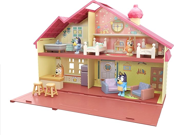 Bluey Mega Bundle Family Home & BBQ Playset – Amazon Exclusive, 4 Figures (Bluey, Bingo, Bandit, Chilli), 13+ Removable Furniture Pieces, Outdoor Patio, Accessories, Imaginative Playset for Kids 3+