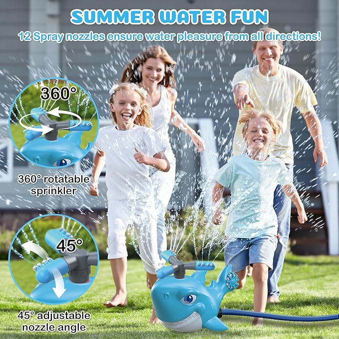 Splash Baseball Outdoor Water Toy, 3-in-1 Whale Sprinkler Set, DIY Assembly Kids Game