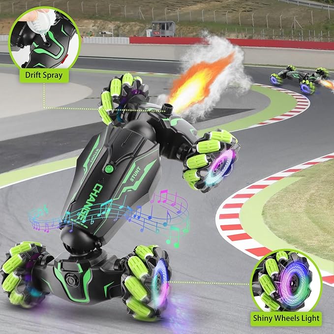 FEIMUOSI Remote Control Car RC Toys: - Drift Rc Car Rechargeable Toy Cars with Light Music Gesture Sensing Stunt Transformer 360° Rotating Hand Controlled Christmas Birthday Gift for Boys 4-7
