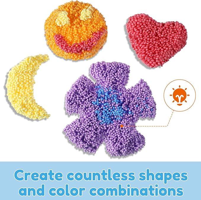 Shappy 24 Blocks Modeling Foam Clay for Kids Clay Foam Beads Education Preschool Toys for Kids Develop Creativity DIY Art Crafts, 6 Colors