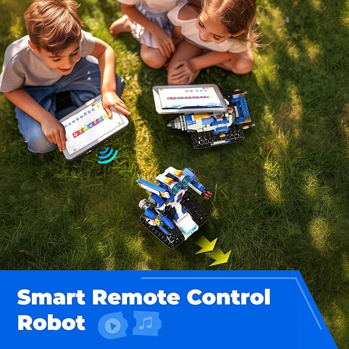 Robot J Smart Robot Building Kit with Storage Box, Programmable App RC Robot/Tank with Coding Game, Christmas Gifts for 7 8 9 10 11 12 Years Old Kids