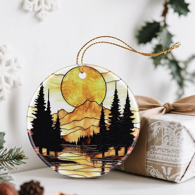 Mountain Sunset Christmas Ornaments: Christmas Tree Ornaments, Holiday Decor for Nature Lovers, Stocking Stuffers, Gift Ideas, Xmas Gifts & Rustic Cabin Decor Gifts