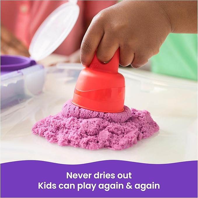 Kinetic Sand, Variety Case with 2lbs Play Sand (Beach, Neon & Shimmer) & 5 Tools, Reusable Storage, Sensory Toys for Kids Ages 3 and up