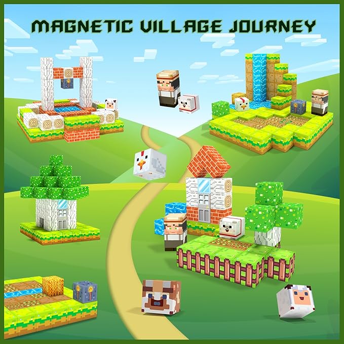 Magnetic Blocks,Creative Building Toys for Kids, STEM Sensory Toys for Ages 3-5, 5-7, 8-13, Christmas Birthday Gifts for Boys & Girls