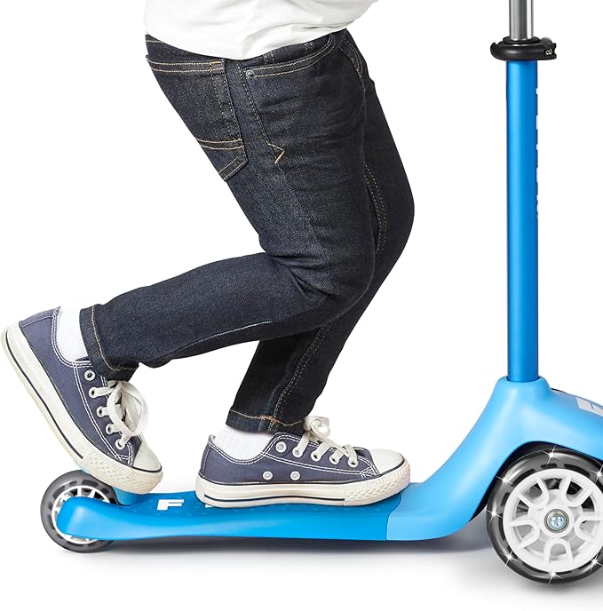 Kids Scooter, Toddler Scooter, Flyer Glider Jr. with Light Up Wheels, Blue, Radio Flyer Ride On Toys for Kids 2-5 Years Old, for Outdoor Riding