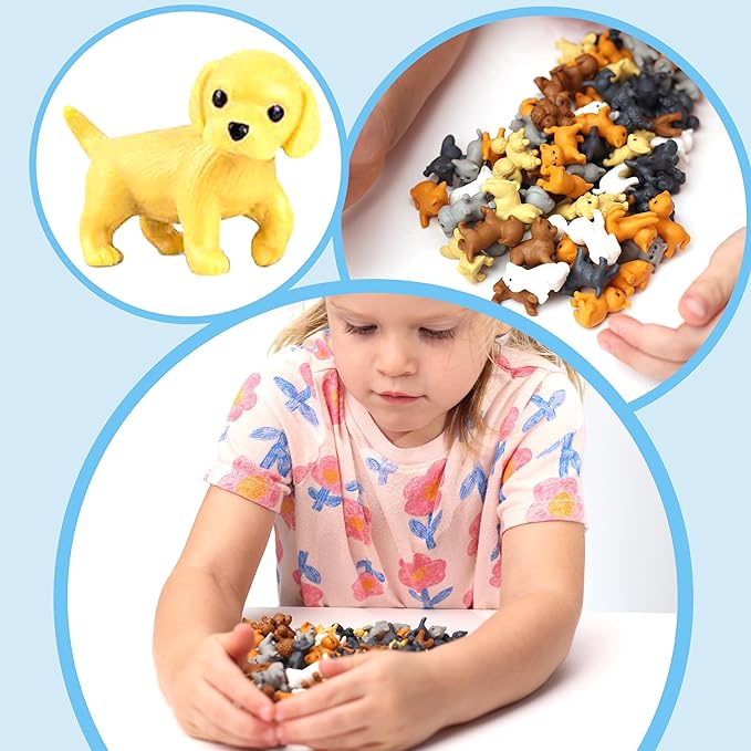 Vending Machine Capsules with Toys - 100 Pcs of 1.1 Inch Tiny Frosty Clear-Colored Acorn Capsules and Cute Dog and Cat Figurines for Kids - Plastic Capsules for Toys Bulk- Easter Basket Stuffers