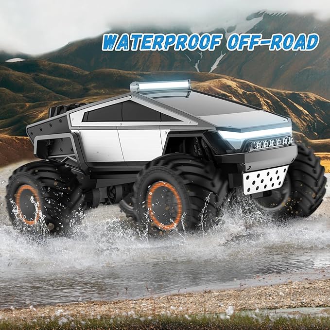 Remote Control Pickup Truck Toy Car, 1:12 Scale Monster Truck Toys with Alloy Shell Lights and Sounds, 4WD All Terrain Off-Road RC Car Boy Kids Toys for Ages 6+, Christmas Birthday Gift