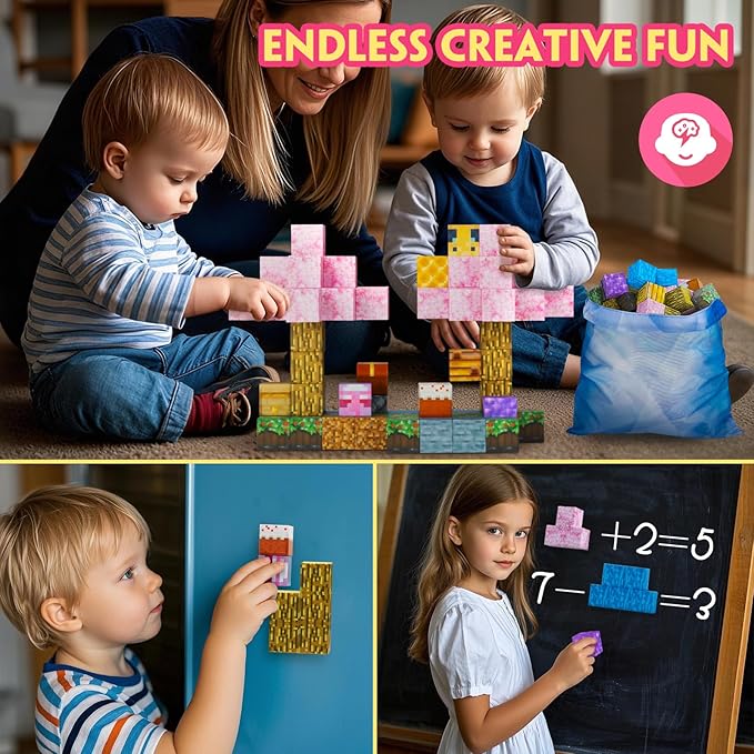 Magnetic Blocks-80pcs Mine Magnet 3D Craft World Set,Magnetic Blocks Le Building go Toys for Kids,STEM Sensory Toys for Toddlers Birthday Gifts,Constructions Toys for Boys & Girls Age 3+