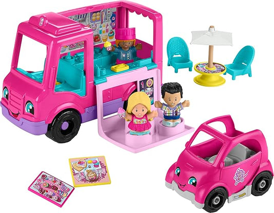 Fisher-Price Little People Barbie Toddler Toy Cupcake Truck Musical Playset with 9 Pieces for Pretend Play Kids Ages 18+ Months