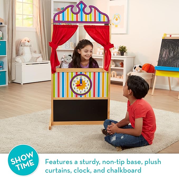 Melissa & Doug Deluxe Puppet Theater - Sturdy Wooden Construction - Puppet Show Theater For Kids