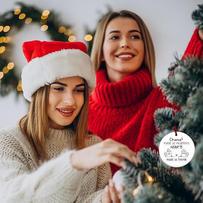 Neighbors Gifts for Friends - Christmas Tree Decoration Ceramic Ornament - Christmas Birthday Funny Hello Neighbor Gifts for The Neighborhood Friends