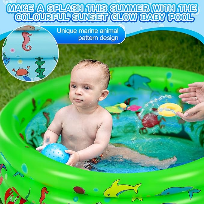 Jerify 6 Pack Kiddie Pool for Toddler 34 x 10 Inch Inflatable Kids Swimming Pool Small Baby Blow up 3 Rings Round Baby Padding Ball Pond for Indoor and Outdoor Water Game Play Center(Animal Style)