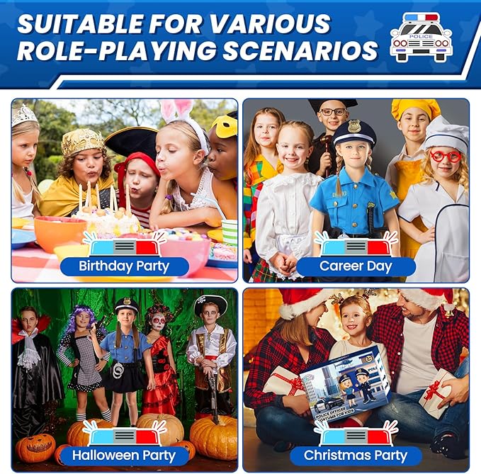 Skirfy 15PCS Police Costume for Girls,Police Officer Costume for Kids Girls,Girls Police Costume for Kids 4-6