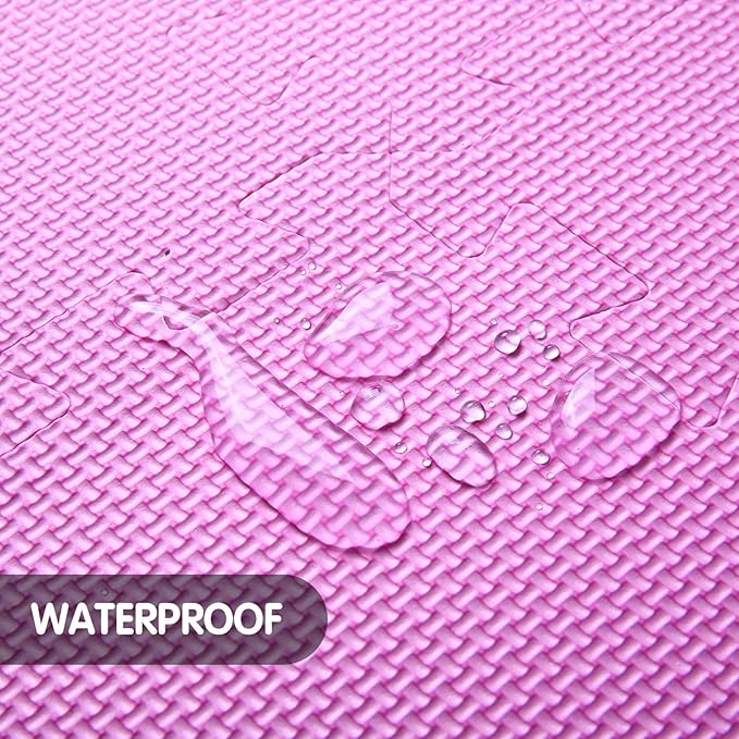 Foam Play Mat for Kids,25Pcs Square Interlocking Puzzle Floor Mat,Baby Play Mat Floor Mat Foam Puzzle Playmat for Toddlers with Fence(Pink Flower-CSH032