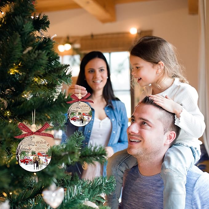 2025 Christmas Ornaments Gifts for Men, Women - Christmas, Farmhouse Gifts for Family, Mom, Dad, Friends, Horse Lovers, Horse Decor - Christmas Tree Decoration Wooden Ornament