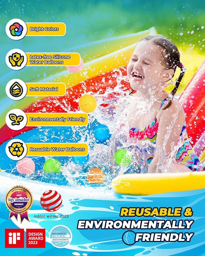 SOPPYCID 25PCS Reusable Water Balloons, Pool Toys for Kids Magnetic Water Bomb Balls Outdoor Water Balloon for Summer Party, Water Fight Game,Water Park, Water Games Outside