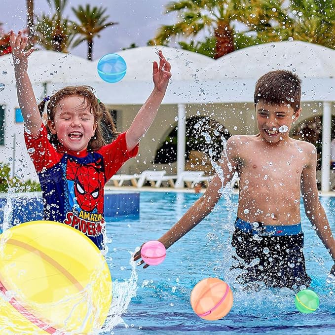 Magnetic Reusable Water Balloons, Refillable Water Toys Balloons Quick Fill Self Sealing, Splash Bomb Water Balls Summer Toys for Kids, Pool, Outdoor Water Play Game, Summer Fun Party, 12 Pack
