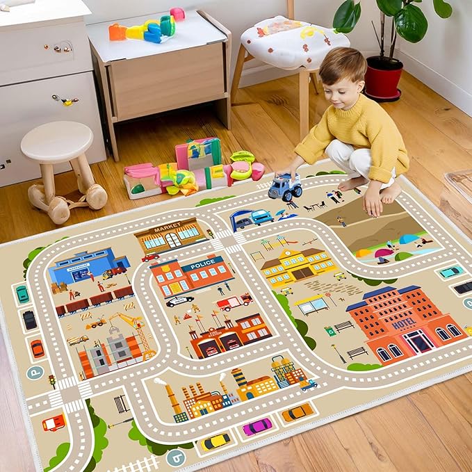 Kids Rug Play Mat Car Rugs for Classroom Playroom for Boys and Girls