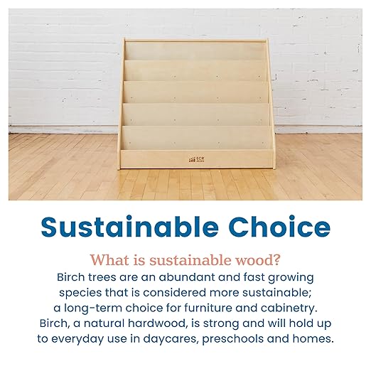 ECR4Kids Single-Sided Book Display, Classroom Bookshelf, Natural