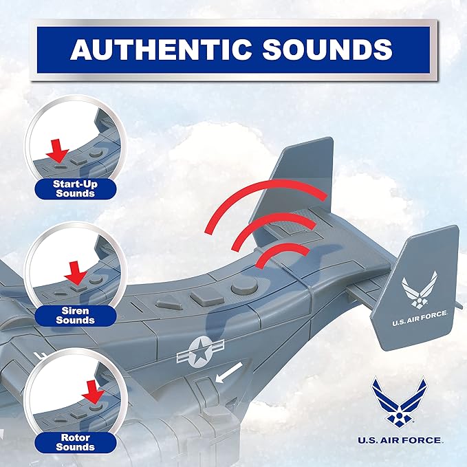 Lollipop United States Air Force Military Helicopter, V-22 Osprey Airplane, 1:72 Scale Aircraft Carrier Model, Battle/Rescue Helicopter Toy w/Sounds, 3+