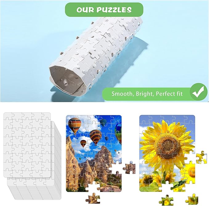 Sumind 24 Sheets Sublimation Puzzle Blank Jigsaw Puzzles for DIY Arts and Crafts Projects Heat Press Thermal Transfer Make Your Own Puzzles(A5-48 Style)