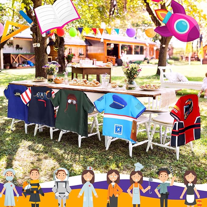 Jiuguva 12 Pcs Role Play Costume Dress up Clothes Cosplay for Kids Community Helper Career Costumes Pretend Play Astronaut Construction Worker Racer Engineer Pirate Painter