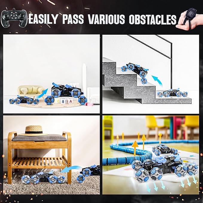 8WD Gesture Sensing Stunt Rc Cars - 2.4Ghz Hand Controlled Drift Car with Spray, Light & Sound, 360° Rotation Transform Climbing Car Toy for Ages 8-13 Boys Girls, Birthday Gifts Ideas for Kids