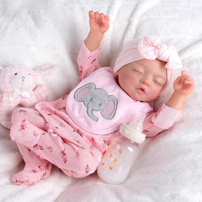 BABESIDE Lifelike Reborn Baby Dolls - 17-Inch Realistic-Newborn Baby Dolls Full Body Vinyl Sleeping Real Life Baby Dolls Girl with Toy Accessories for Kids Age 3 4 5 6 7 +