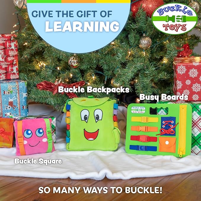 Buckle Toys - Bella Square - Learning Activity Game - Develop Motor Skills and Problem Solving - Travel Essential for Toddlers 1-3