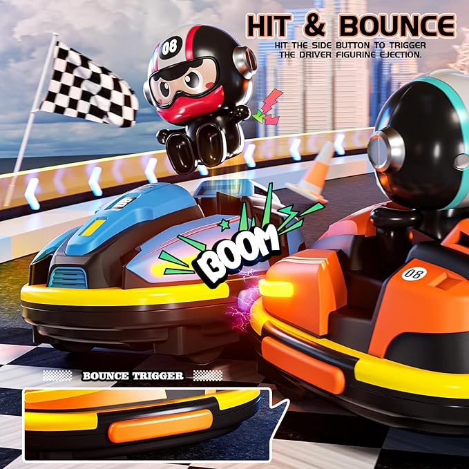 2 Pack RC Cars Toys for Toddlers|Remote Control Bumper Cars Toys with Music & Light & Spray for Kids|Birthday Gift for 3 4 5 6 7 8 Year Old Boys