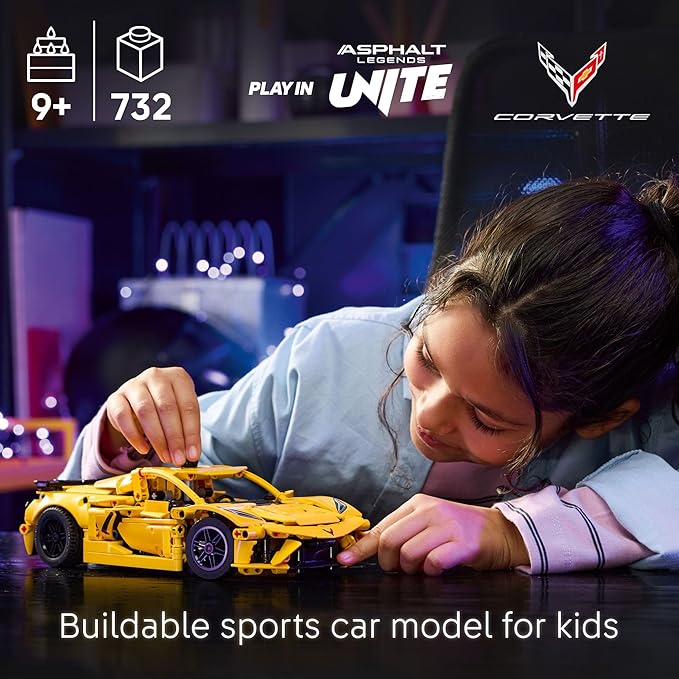 LEGO Technic Chevrolet Corvette Stingray Toy Car - Building Toy Set for Kids, Boys and Girls, Ages 9+ - Model Car Kit for Display - Gift Idea for Birthday - 42205