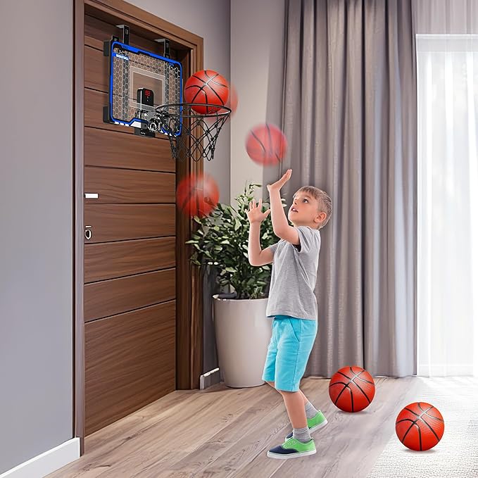 HopeRock Indoor Basketball Hoop Toys for Kids, Adjustable Height Basketball Hoop Over The Door, Mini Hoops with Scoreboard, Basketball Toys Christmas Birthday Gifts for Boys Age 4 5 6 7 8 9 10 11 12+