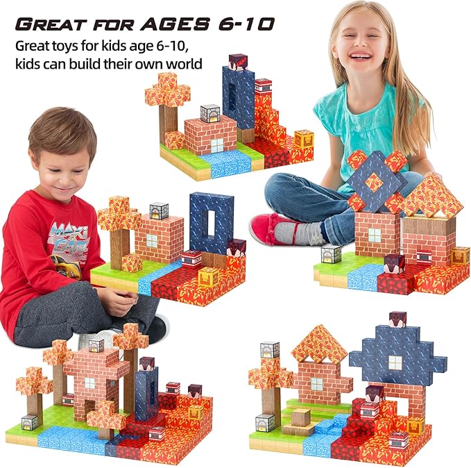 Magnetic Blocks 100 Pcs Magnetic Tiles Building Toys - Construction STEM Sensory Toys for 3-8 Year Old Boys & Girls