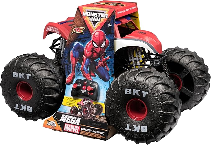Monster Jam Marvel Mega Spider-Man RC Monster Truck, All-Terrain, Over 2 Feet Long, 1:6 Scale, Super Hero Kids Toys for Boys and Girls Ages 4 and Up