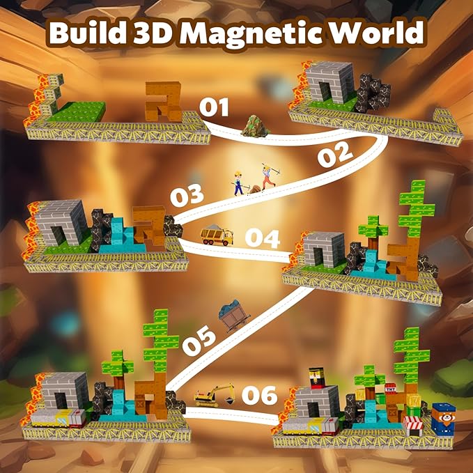 120pcs Magnetic Building Blocks Tiles for Kids Ages 4-8-12,Magnetic Building Tiles Blocks Constructions Toys Birthday Gifts for Kids Boys Girls Ages 8-12