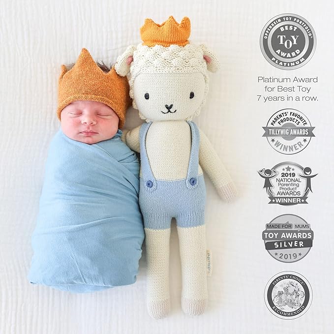 cuddle + kind Sebastian The Lamb Regular 20" Hand-Knit Doll – 1 Doll = 10 Meals, Fair Trade, Heirloom Quality, Handcrafted in Peru, 100% Cotton Yarn