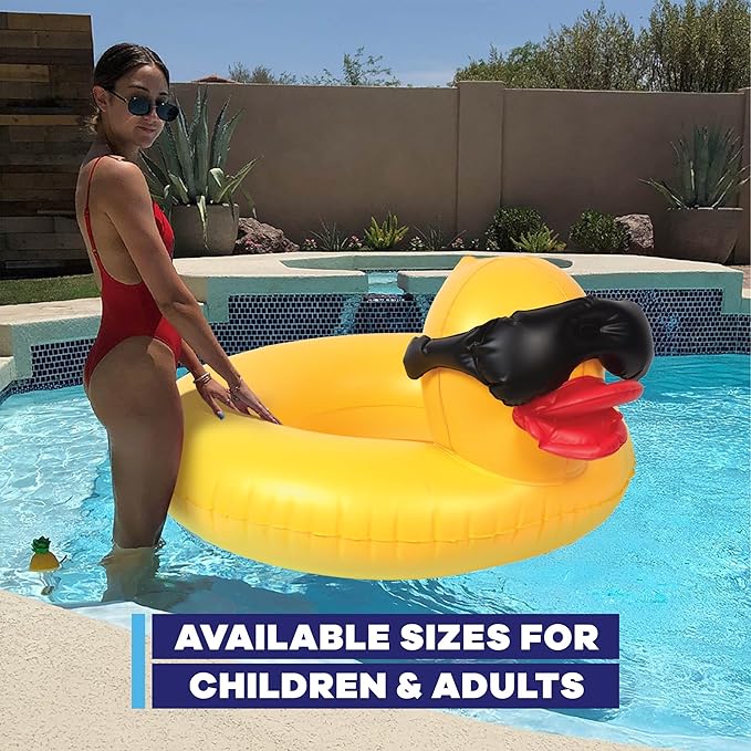 GAME 51817-BB Derby Duck Childs Ring 3 Pack - Small Inflatable Float, Summer Pool & Beach Swim Floaties for Kids Ages 3+ Up to 70 lbs., Water Fun Accessories, 2’ Long x 2.5’ Wide with 10” Center